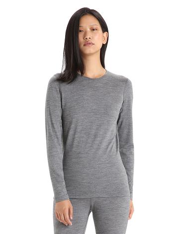 Gritstone Heather Women's Icebreaker Merino 200 Oasis Long Sleeve Crewe Thermal Top One Piece & Sets | USA 1767JPQJ